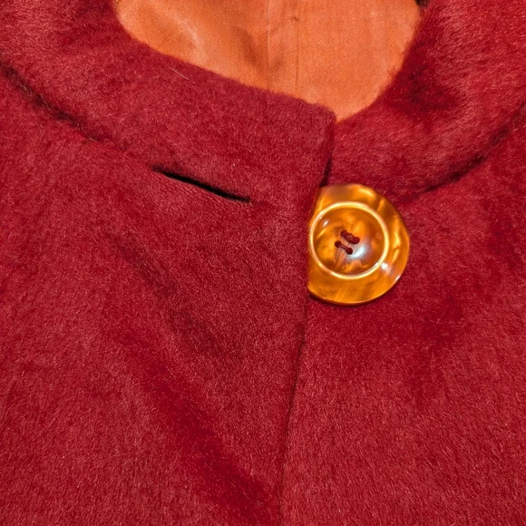 Vintage Red Women's Coat with Large Buttons, late 60s-70s. - Picture 10 of 15
